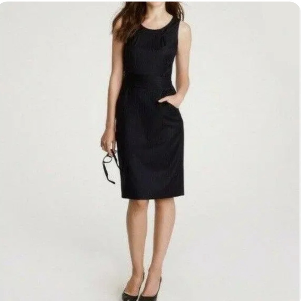 J. Crew dress Sz 2 two women’s black super 120’s black wool lined tank pockets